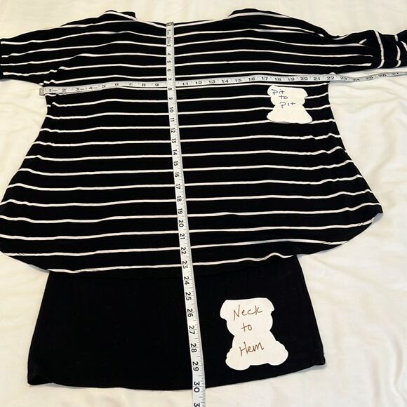 White House Black Market szXS black & white stripped long sleeve mini dress EUC - Picture 7 of 11